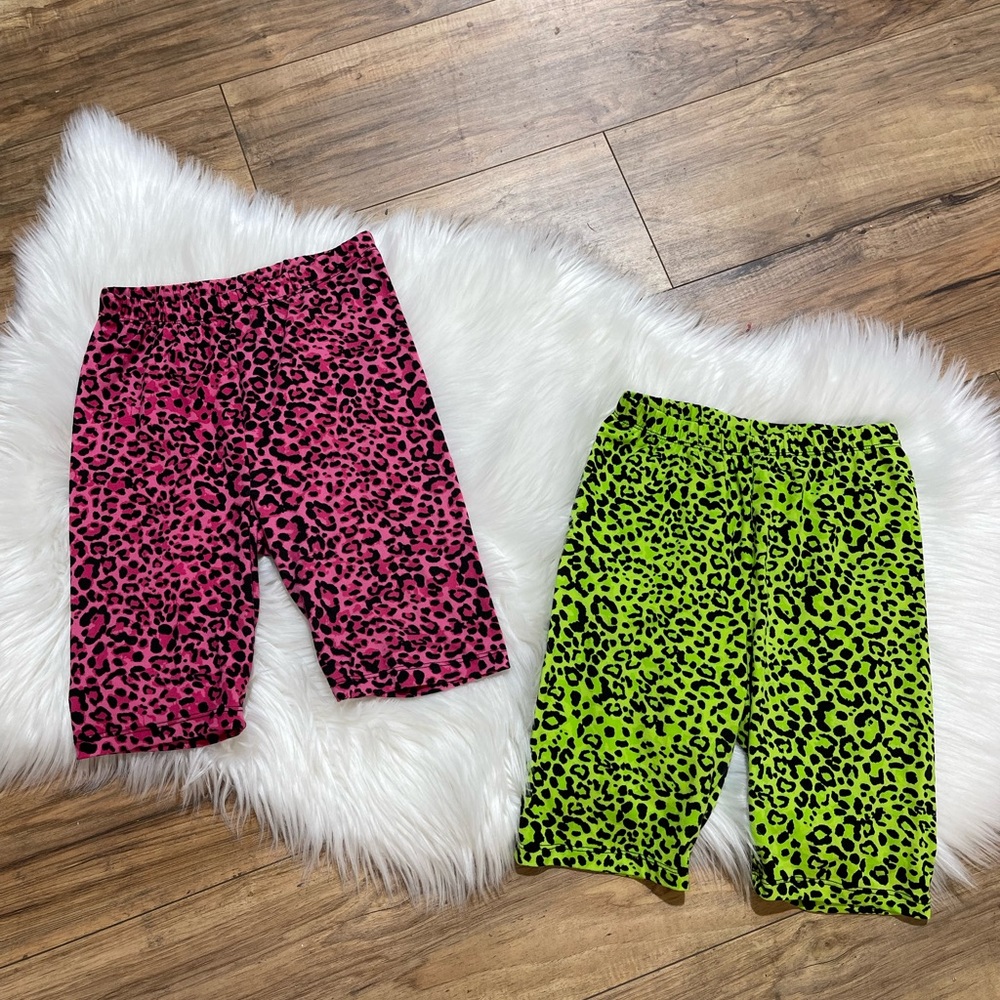 Color Alien Neon Leopard Print Biker Shorts Bundle